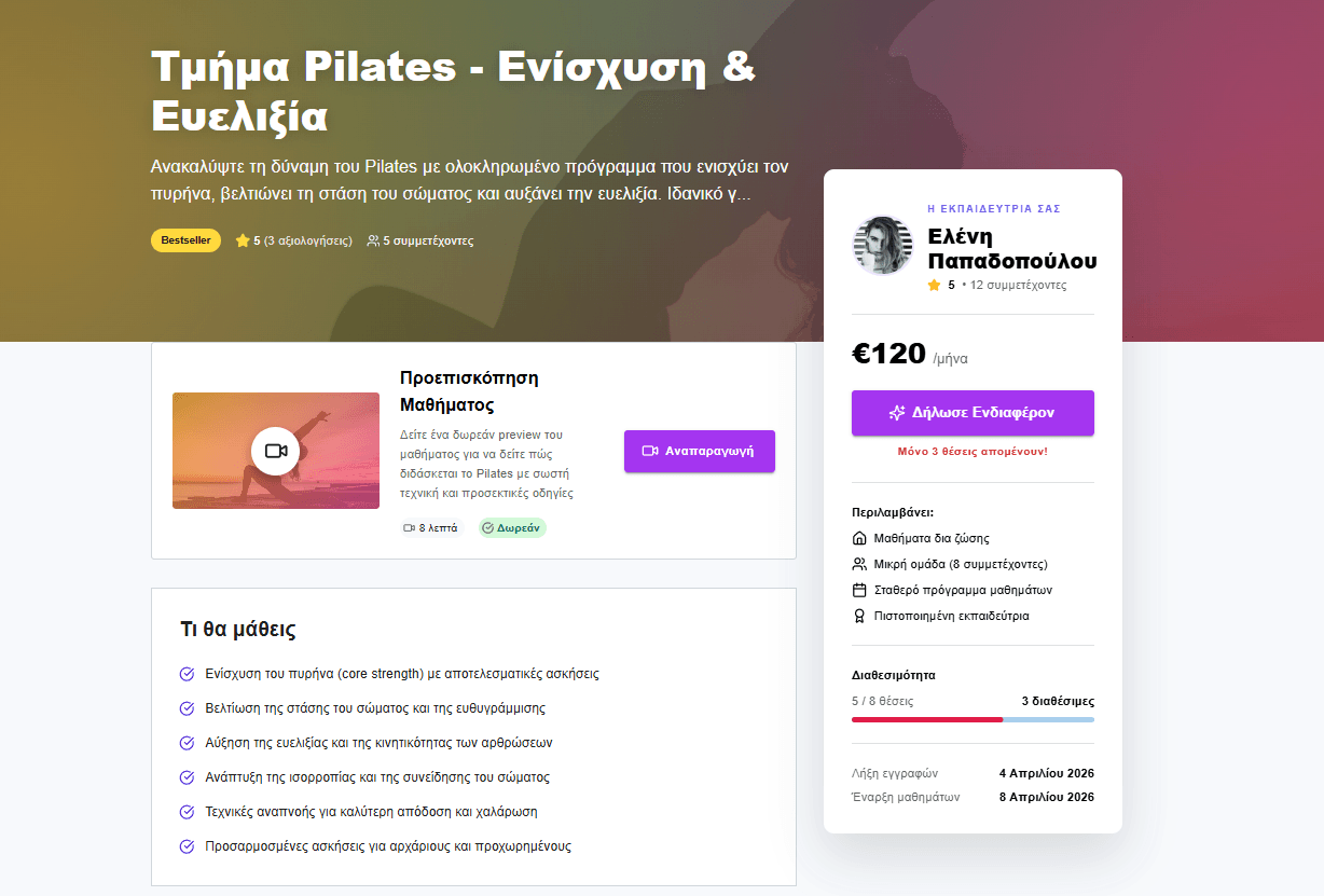 Pilates teaching group preview